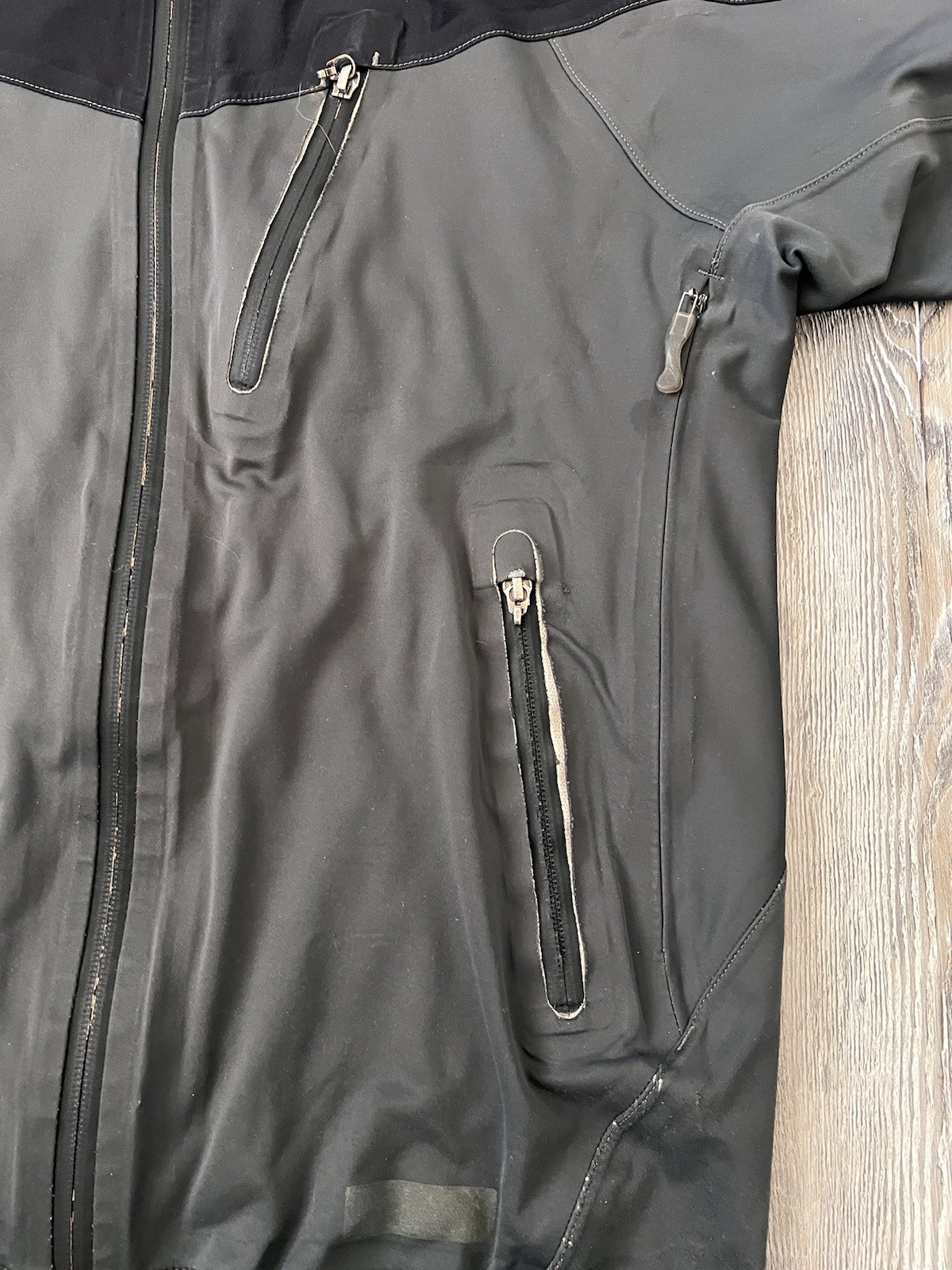 REI E1 Elements Rain Shell Hooded Jacket Mens Bla… - image 7