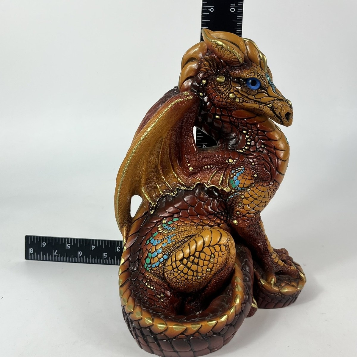Windstone Editions 1986 Dragon Vintage Statuette Turquoise Gold