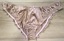 NIB Vintage Victoria's Secret Angels Nude Silky Satin Ruffle Bikini Panties L