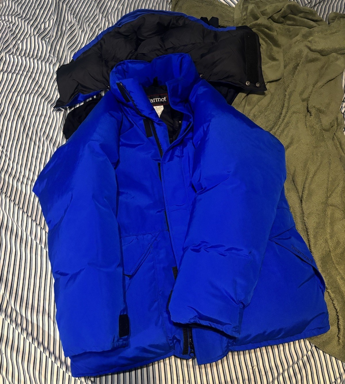 Vintage 90s Marmot Mammoth Gortex Biggie Down Fill Jacket Cobalt Blue Small