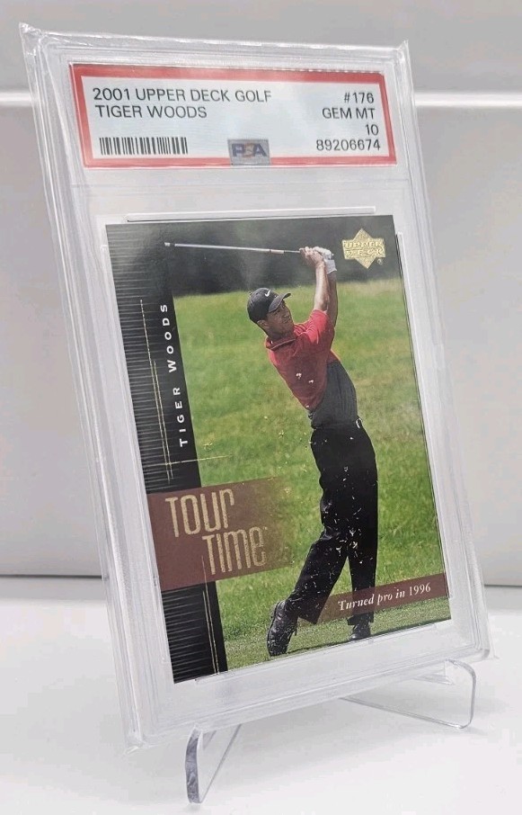2001 Tiger Woods Upper Deck Tour Time Golf #176 - Rookie PSA 10 GEM MINT view 6