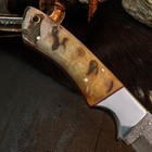 9.0" Bushcraft Camping Damascus Handmade Full Tang Sheep Horn Handle + Sheath — photo 10