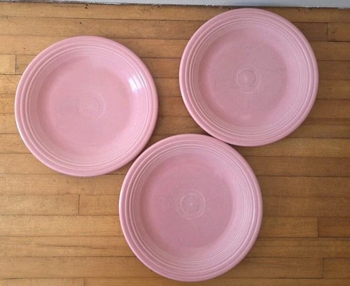 Homer Laughlin Fiesta Rose Pink 10.5" Dinner Plates Set Of 3 Fiestaware Rose