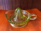 VTG Green Depression Glass Citrus Reamer Juicer. Slight Chip On Spout See Photo