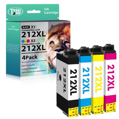 4Pack 212XL Ink compatible for Epson 212XL Workforce XP-4100 WF-2850 Printer