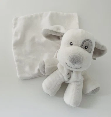 6263🌟Doudou Chien Dog blanc Gris mouchoir Plat cajou SUCRE D'ORGE - Photo 1/4