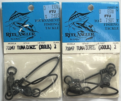 Lot of 2 Rite Angler #71047 Tuna D.W.E. 300lb. Swivel with Snap QTY. 2 per pkg.