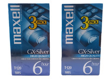 Maxell GX-Silver VHS T-120 Tapes Sealed Lot of 6 2  3-Packs 6-Hour EP