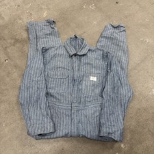 Vintage 70s Big Mac JC Penney Railroad Stripe Herringbone Coveralls Blue 35x29