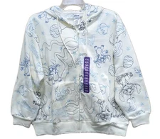 New Disney Stitch Women's Embroidered Full Zip Hoodie White Size XXL P12