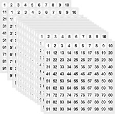 5000 Pcs 0.4 Inch 1 to 100 Number Stickers Small Number Dot Labels Consecutive I