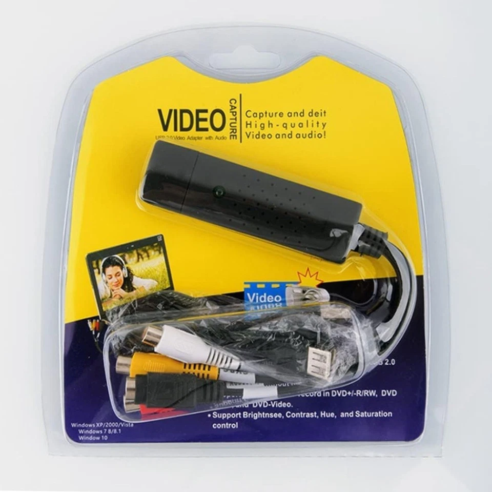 USB2.0 Video Capture Converter Adapter VHS DVD DVR TV PC Laptop S-Video PAL NTSC - Image 2 of 4