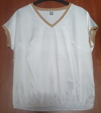 Damen - T shirt / Bluse Gr. 40 Weiß mit Gold - Glitzer