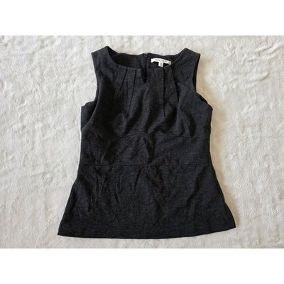 Cabi Charcoal Gray Sleeveless Pleated Neckline Sheath Dress Size 6