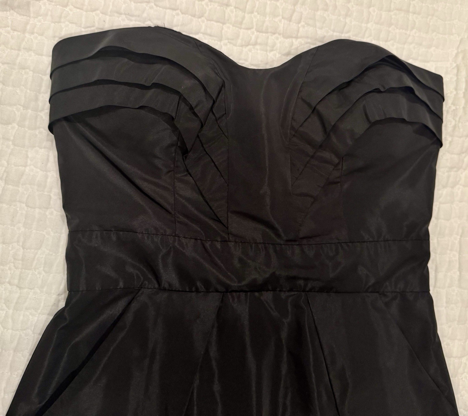 BCBGeneration Black Strapless Taffeta Pleated Dre… - image 3