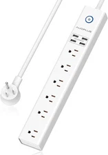 Power Strip 10Ft - Surge Protector with USB, AUOPLUS 6 Outlet and 10ft, White 