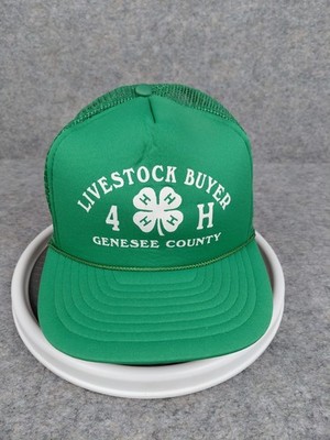 VTG 90s Genesee County 4H Trucker Hat LIVESTOCK BUYER Lucky Clover Green Snapbac