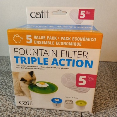 Catit Triple Action Replacement Original Water Fountain Filters 5 Pack New