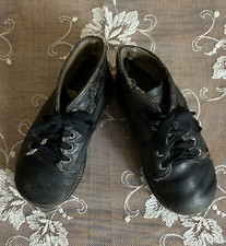 Vintage Amish Child Black Leather Lace-up Ankle Boots Shoes Display