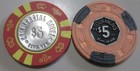 Vintage Elko NV Casino Chip Pair - 1980 Commercial Hotel $5 + 1977 Stockmen's $5 — photo 1