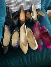 Lot of 6 Pairs of Vintage Leather/Suede Heels Approx Size 6