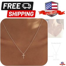 Cross Necklace for Women, Dainty 14K Gold Plated Cross Pendant Small Cross Ch...