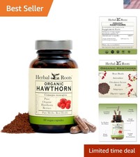 Organic Hawthorn Berry Capsules  Extra Strength 1,200mg per Serving  60 Caps