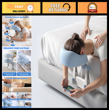 Portable Adjustable U-Shaped Massage Headrest Pillow for Bed & Spa - Light Blue