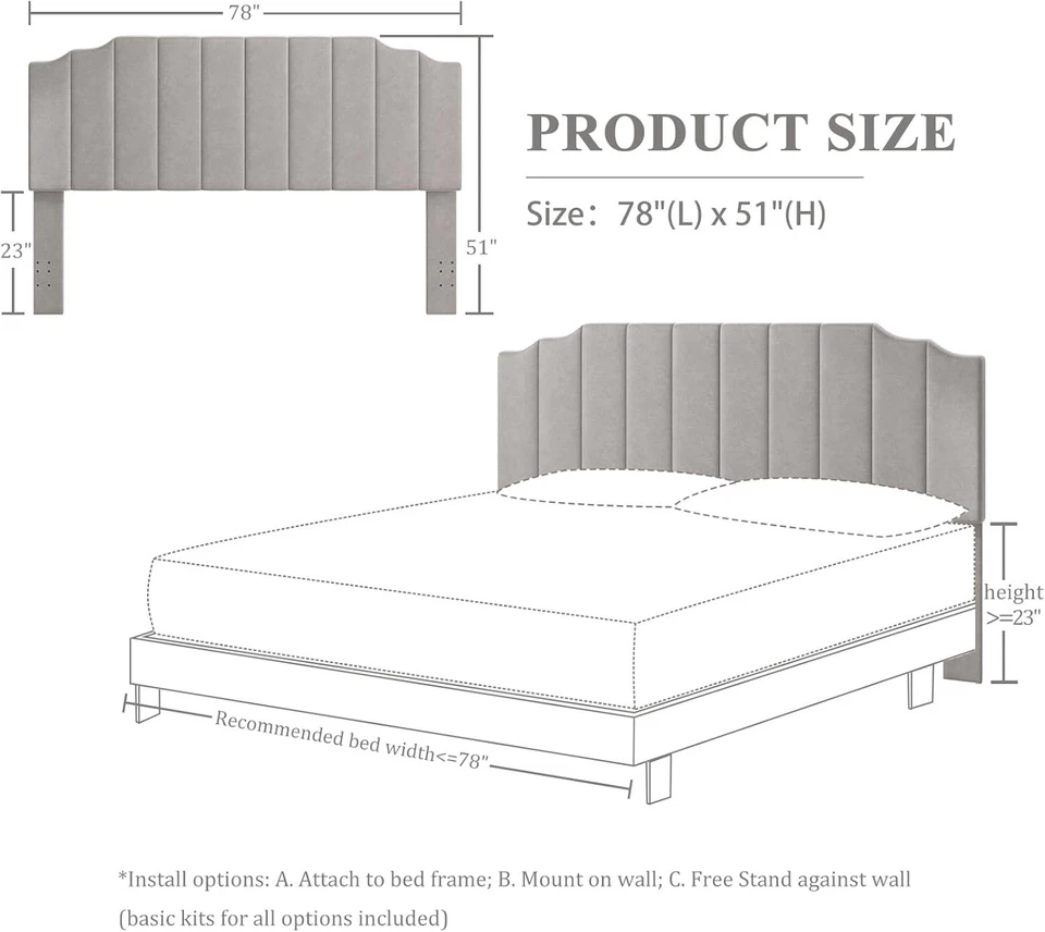 Elegante cabecero de terciopelo tamaño king con montaje en pared - perfecto para espacios modernos Foto 3 de 4