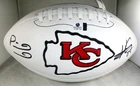 Patrick Mahomes & Travis Kelce / 2X Autographed K.C Chiefs White Football / COA