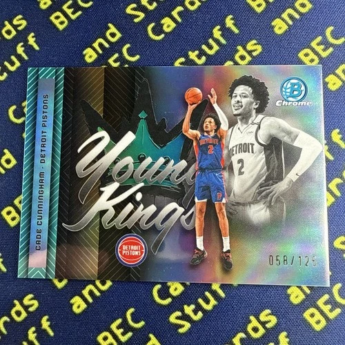 2025-26 Bowman Chrome Young Kings Cade Cunningham Aqua Refractor /125 Pistons