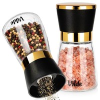 SalzmüHle PfeffermüHle Set 2Er GewüRzmüHle Keramikmahlwerk Glas Gold Vilde