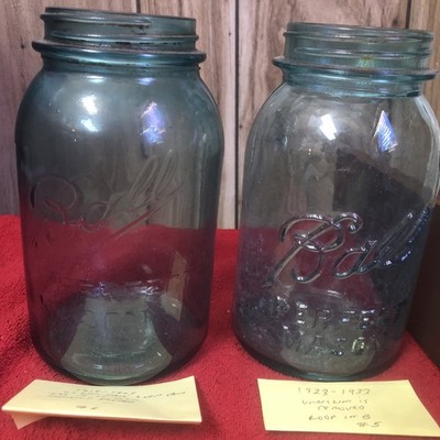 Lot Of Two Blue Aqua Ball Perfect Mason Jars #1 1910-1923 & #5 1923-1933 No Lids
