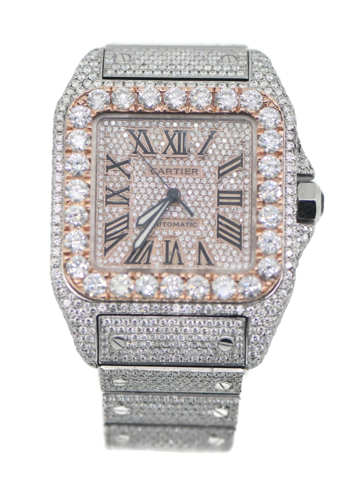 Cartier Santos Large Diamond Stainless Steel Watch W20073X8