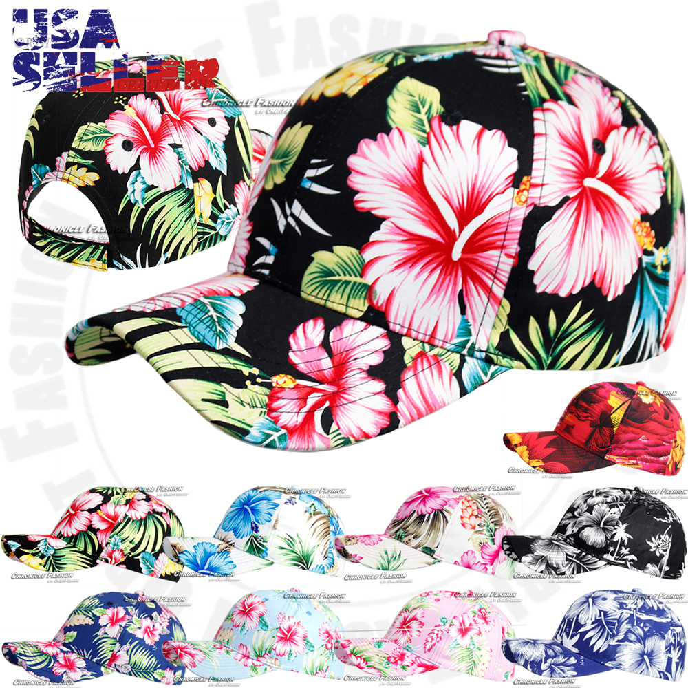 Hawaii Baseball Cap Tropical Floral Adjustable Hat Solid Blank
