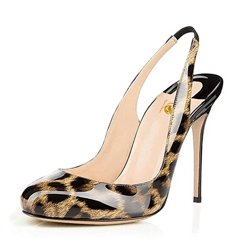 Patent Leather Women's Pumps Round Toe High Heels Slingback Shoes Sandals Size - Picture 33 of 37