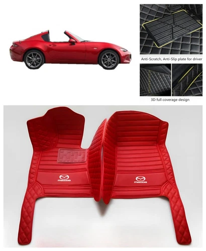 Für Mazda MX5 Miata Auto Fußmatten Leder Maßgefertigt Vordere Reihe Teppiche Kofferraumwanne - Bild 16 von 28