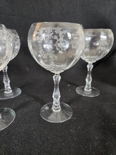 6 Fostoria Navarre Clear Magnum Wine Balloon Optic Glass - Picture 4 of 7