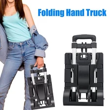 Folding Hand Truck Trolley Lightweight Cart Shopping Luggage Wheels Cord Handle