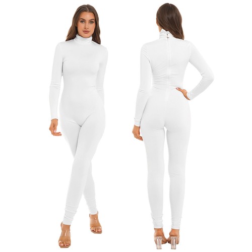Body donna manica lunga finto collo tuta intera unitard base strato pagliaccetto - Foto 6 di 93