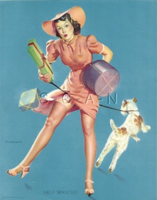 Org Semi Nude 40s-50s Large (7.5 x 9.5) Evlgren Pinup Lithograph- Help