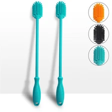 2 Pack Silicone Bottle Brush Cleaner Lab Cleaning Brush for Baby Bottles Blue