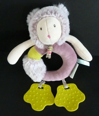 *. DOUDOU MOULIN ROTY LES PACHATS SOURIS VIOLET MAUVE JAUNE ECRU GRELOT TBE - Photo 1/4