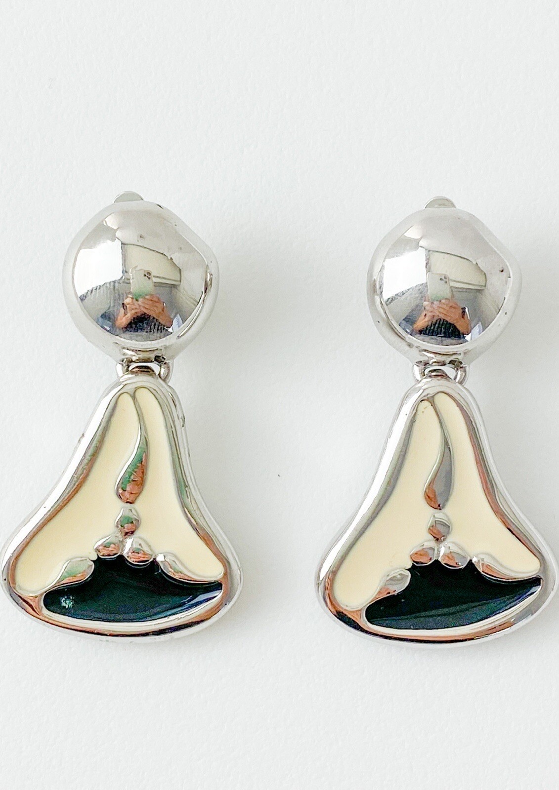 VINTAGE GIVENCHY PARIS DANGLE EARRINGS SILVER TON… - image 1