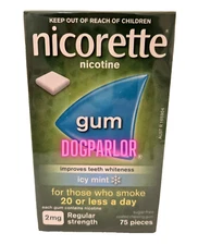 Nicorette 2mg Icy Mint Nicotine Gum 1 Box 75 Pieces 10/2027 FRESH
