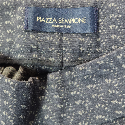 PIAZZA SEMPIONE Slim Long Pants Grey Print Sz 40 Side Zip Stretch Made In Italy - Picture 6 of 14