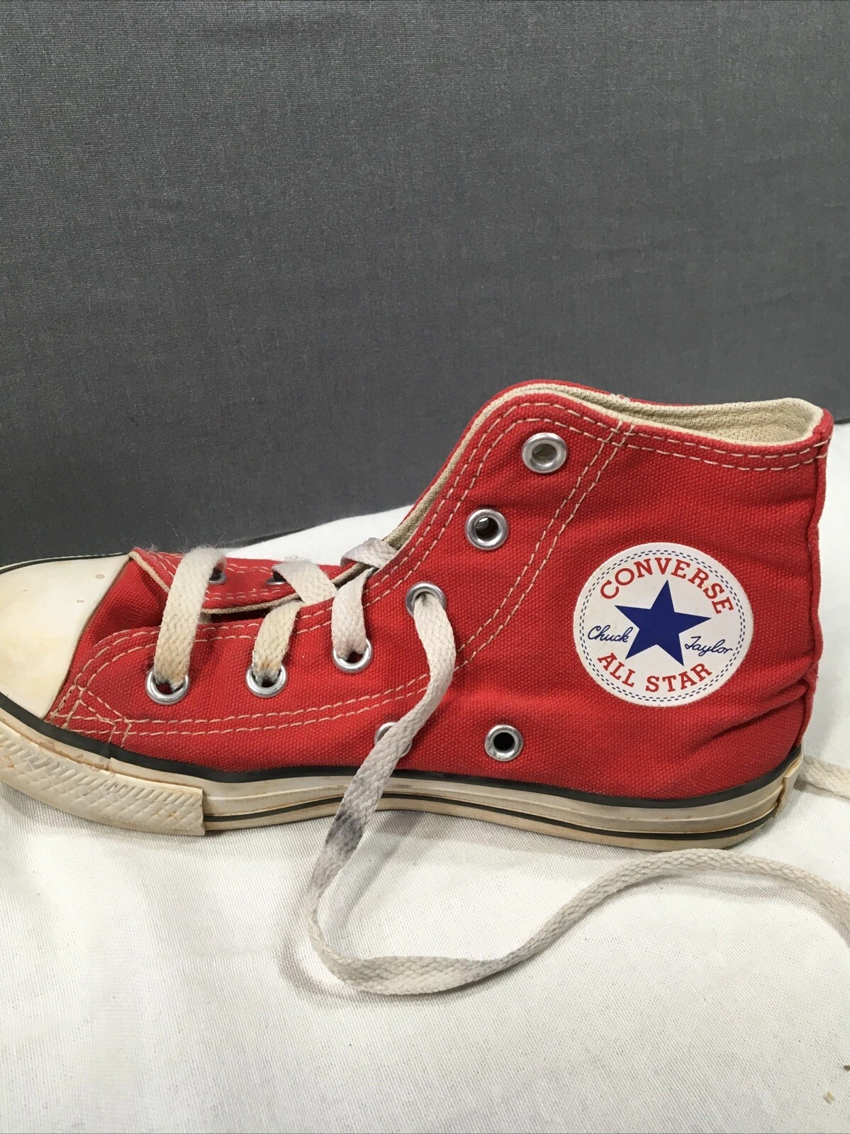 Scarpe alte Converse All Star in tela rosse giovanili taglia 13