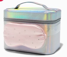 Claire s Holographic Silver Makeup Rhinestone Pink Sleep Mask Box Set Birthday