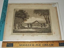 Rare Antique 1824 Scene in the East Indies Walter Sculp? Engraving Art Print