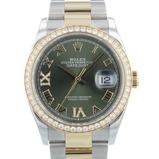 Rolex Datejust 36 126283RBR Olive Green Diamond Bezel Bi-metal 2020 Box & Papers